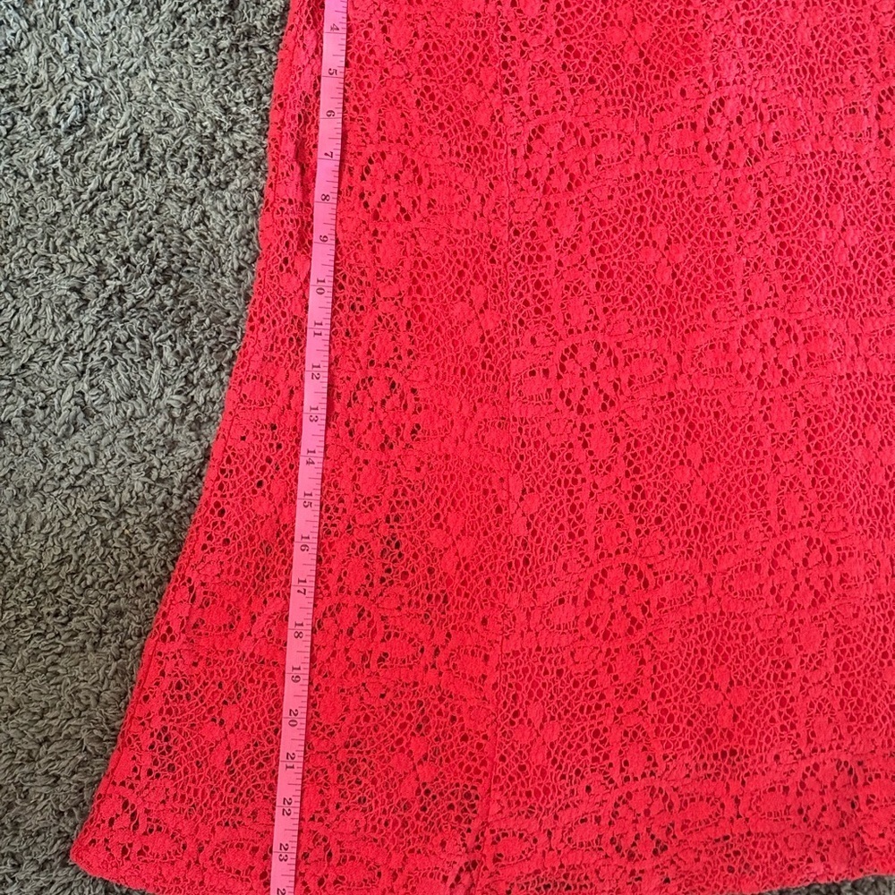 Free People Red Lace Sleeveless Sheath Dress Floral Overlay Mini Size M (Lined) - Picture 10 of 12